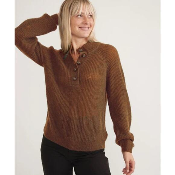 Marine Layer Evelyn Sweater Pullover Knit Dream Yarn Collared Cinnamon NWT XL - Picture 1 of 12